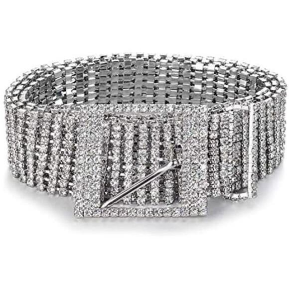 Women Crystal Rhinestone Chain Waist Belt Party Club Sparkle Waistband - Picture 4 of 7